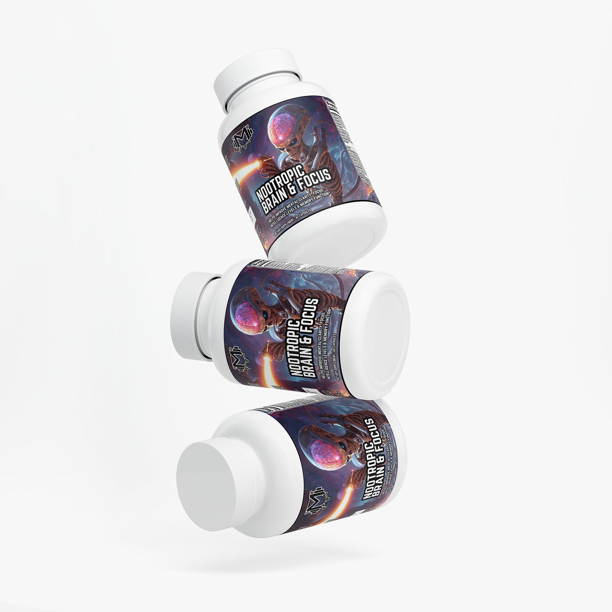 Three bottles of MYOalphax NAD+ on a white background