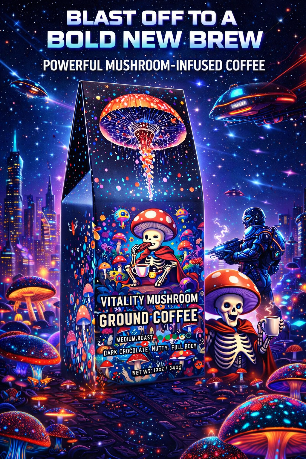 Vitality Mushroom Coffee (Medium Roast) by Project M