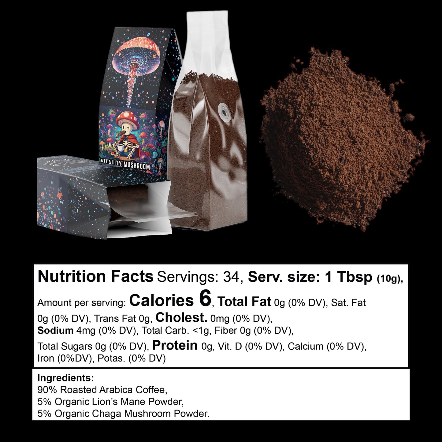 Vitality Mushroom Coffee (Medium Roast) by Project M