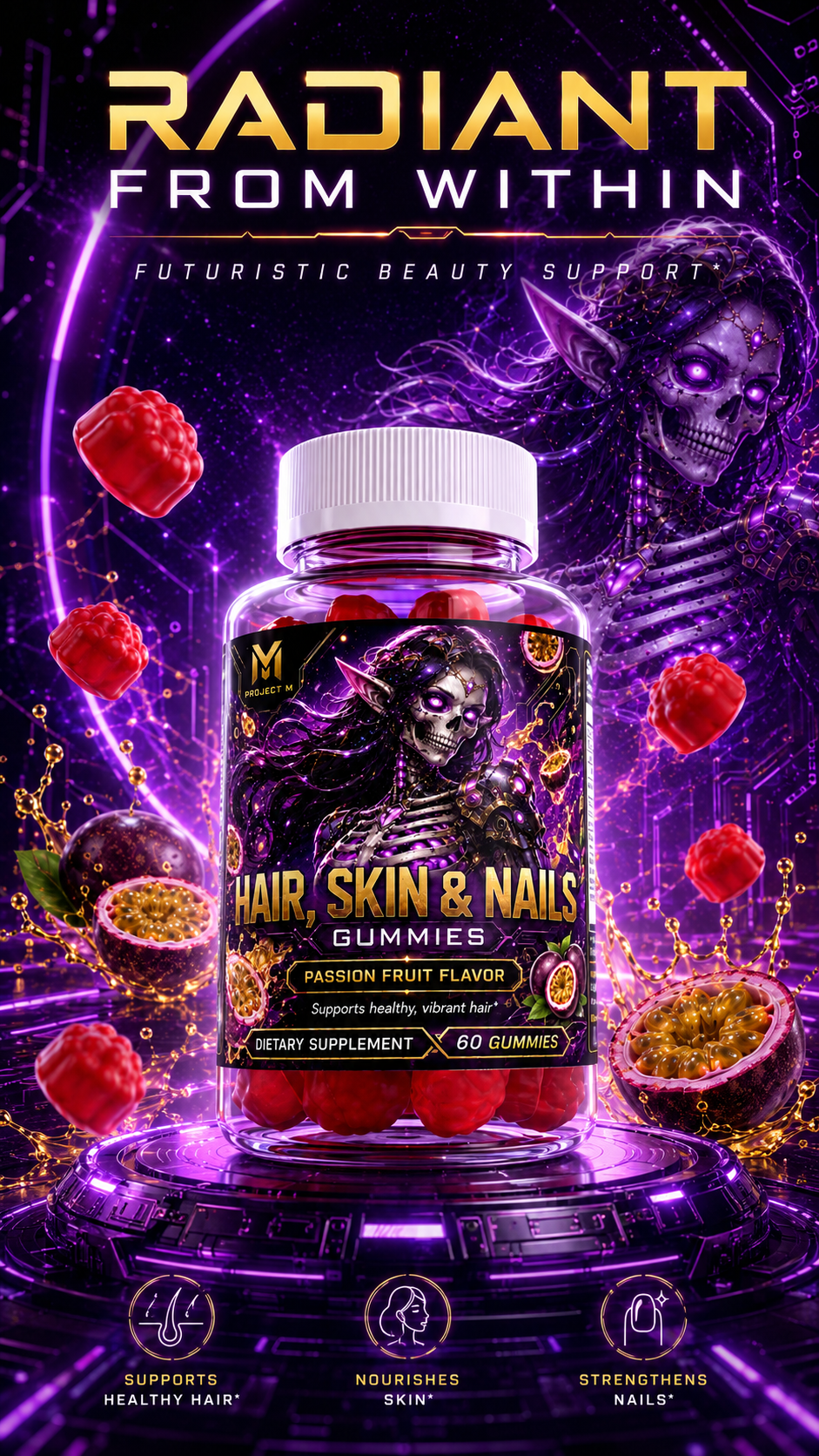 Hair, Skin & Nails Gummies by Project M