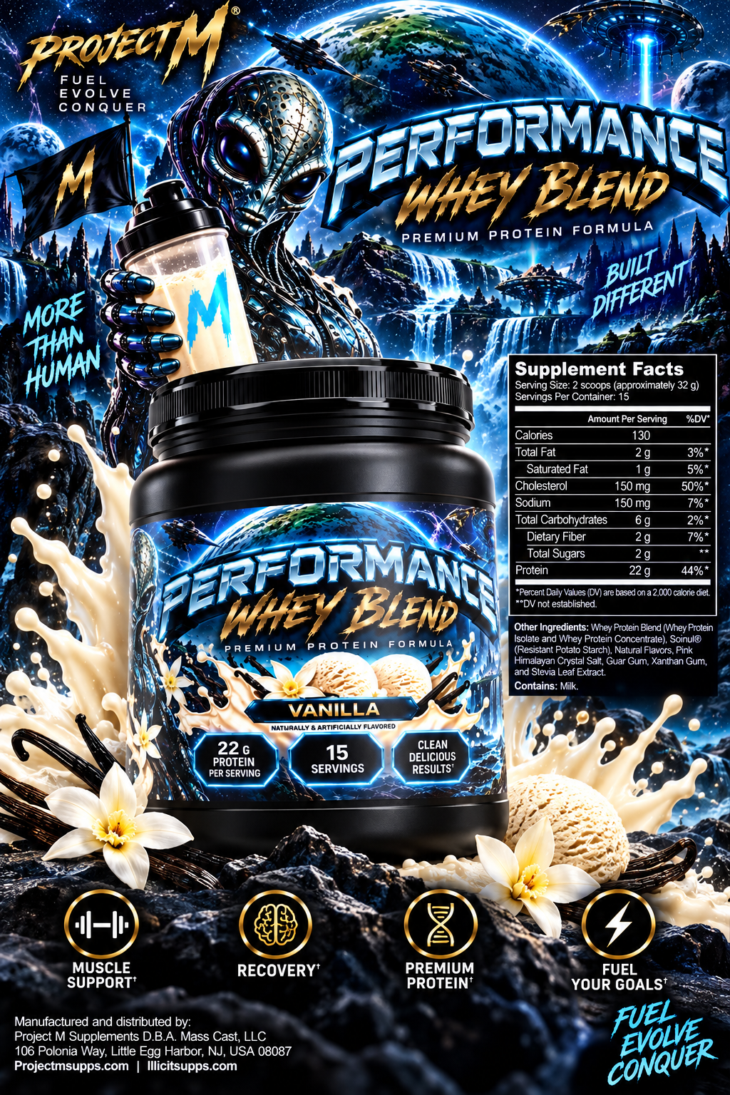 Performance Whey Protein Blend (Vanilla) by Project M