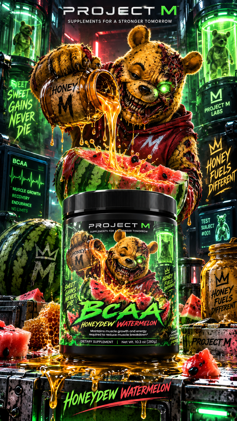 BCAA v2 Honeydew Watermelon 45 Serving by Project M