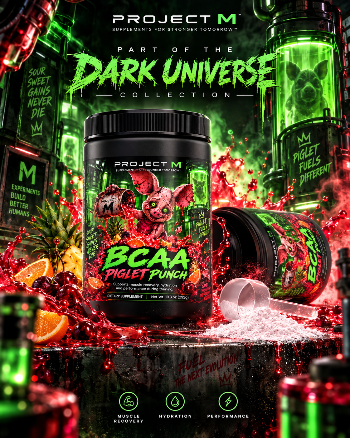 BCAA v2 Piglet Punch (Fruit Punch) 45 Serving by Project M
